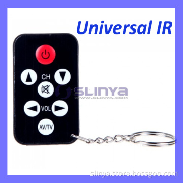 Mini Universal IR TV Remote Control 7 Keys with Keychain Black
